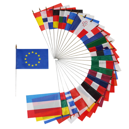 LOT Drapeaux de table des pays membres Européens sur socle - Bouquet 