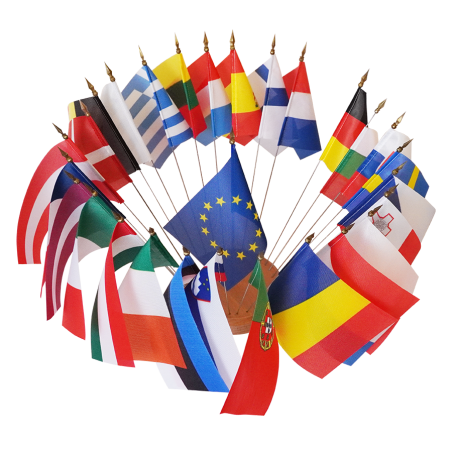 LOT Drapeaux de table des pays membres Européens sur socle - Bouquet 