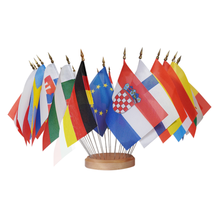LOT Drapeaux de table des pays membres Européens sur socle - Bouquet 