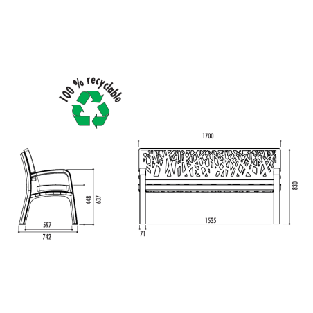 Banc Maverick plastique recyclé