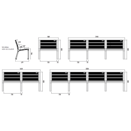 Banc Modo plastique éco - sans accoudoir