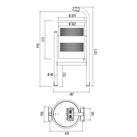 Corbeille Barcelona Modèle Rond avec Cendrier