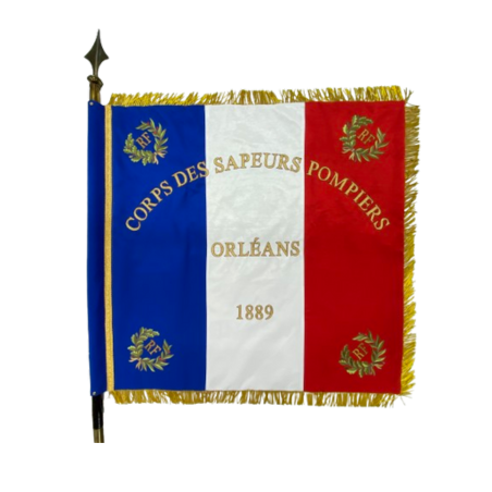 Drapeau Sapeurs-Pompiers Brodé d'Orléans