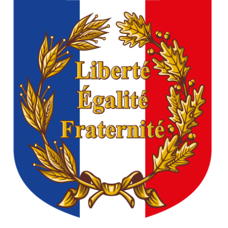 Ecusson porte-drapeaux Liberté Egalité Fraternité - Avec palme
