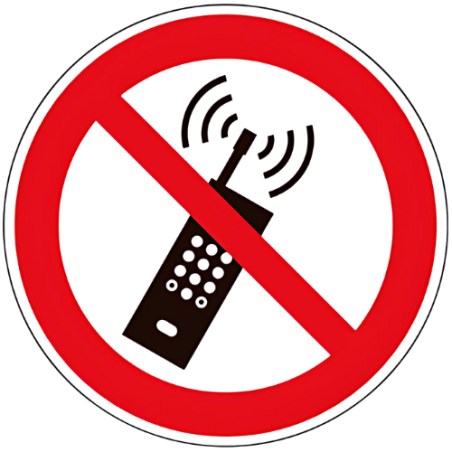 Panneau interdit d'activer des téléphones mobiles P013