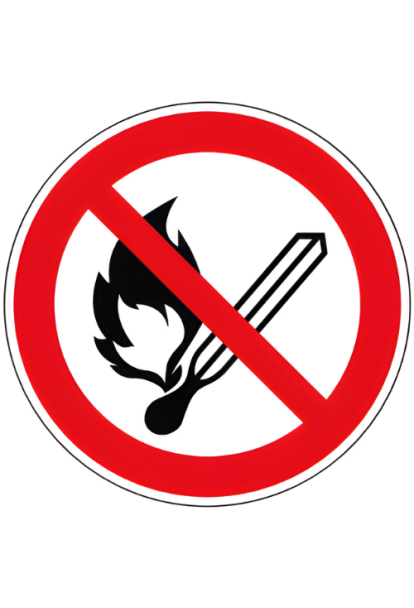 Panneau flamme nue interdite P003