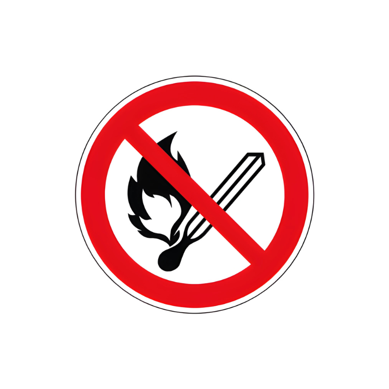 Panneau flamme nue interdite P003