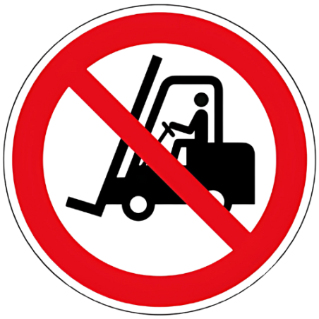 Panneau interdit aux véhicules industriels de manutention P006