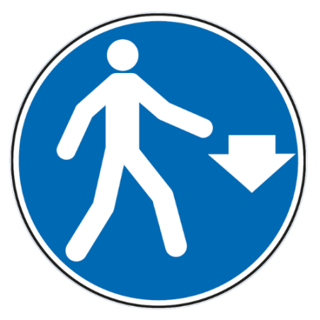 Panneau piétons en dessous