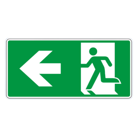 Panneau sortie de secours flèche à gauche - E001