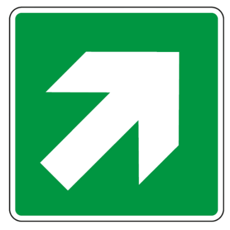 Panneau flèche coin haut droit 45° - E006