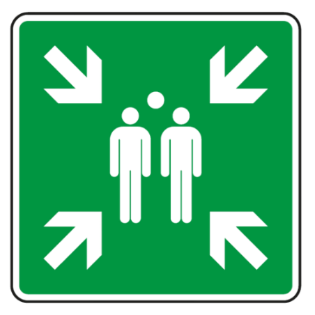 Panneau point de rassemblement après évacuation - E007