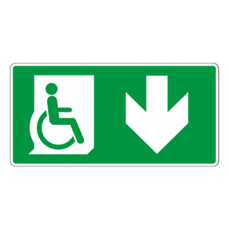 Panneau sortie handicapés flèche en bas - E026.FB