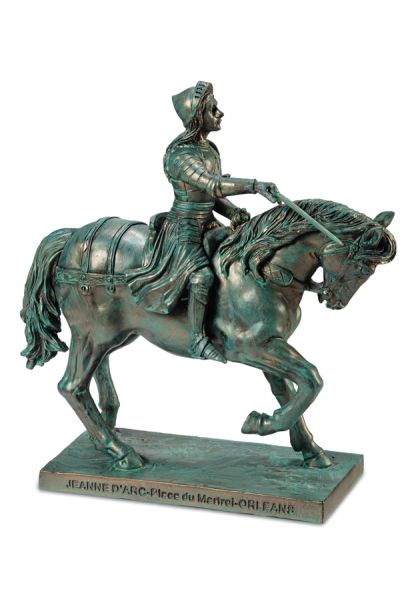 Buste en résine Jeanne d'Arc à cheval - Hauteur 26 cm