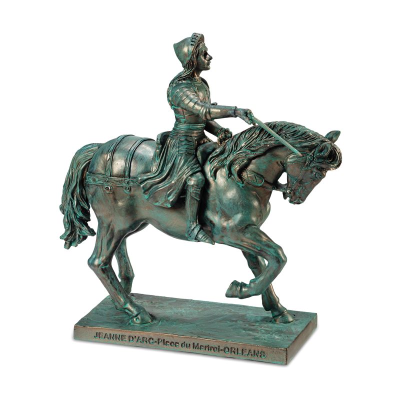 Buste en résine Jeanne d'Arc à cheval - Hauteur 26 cm