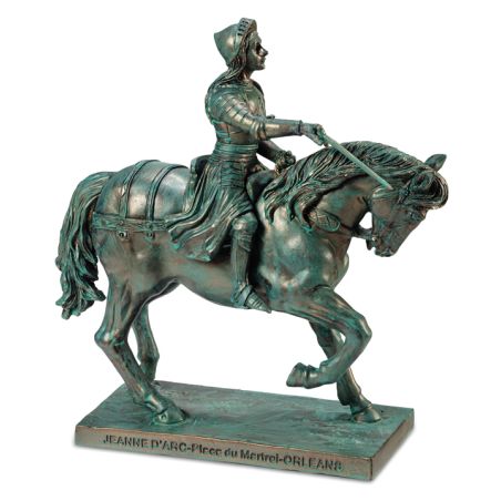 Buste en résine Jeanne d'Arc à cheval - Hauteur 26 cm