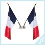 Lot Support mural 2 places blanc + 2 Drapeaux Français 40x60