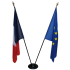 LOT Drapeaux d'intérieur - France + Europe + socle
