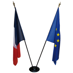 LOT Drapeaux d'intérieur - France + Europe + socle