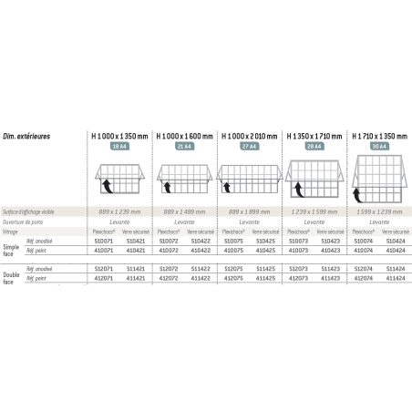 Vitrine 2000 porte levante