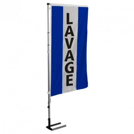 KIT complet Lavage 1 Mât téléscopique + 1 bannière verticale bleu
