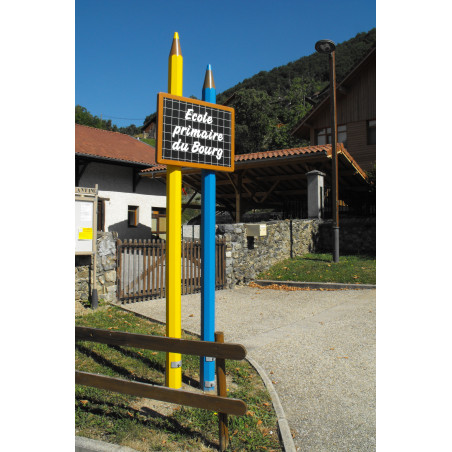 Panneau école sur poteau "Crayon"