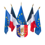 Ecusson porte-drapeaux tricolore RF et Palmes