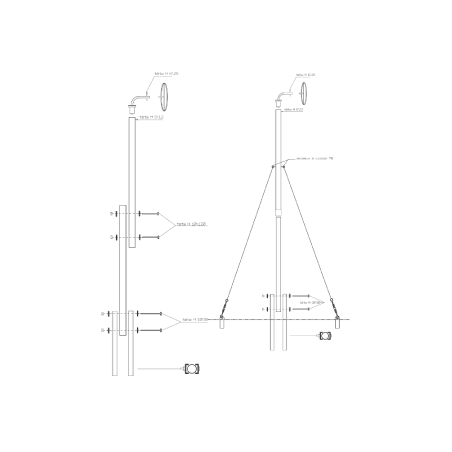 Mât simple 4 mètres + girouette diam. 40