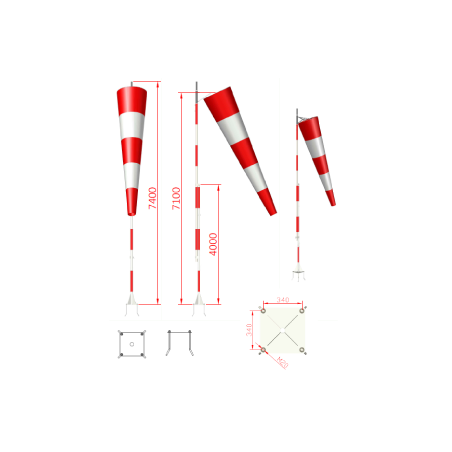 Mât STNA 7.4 mètres + girouette diam. 100