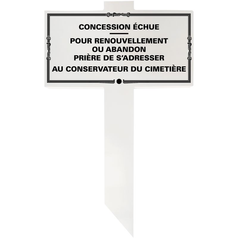 Plaque de concession sur piquet en PVC